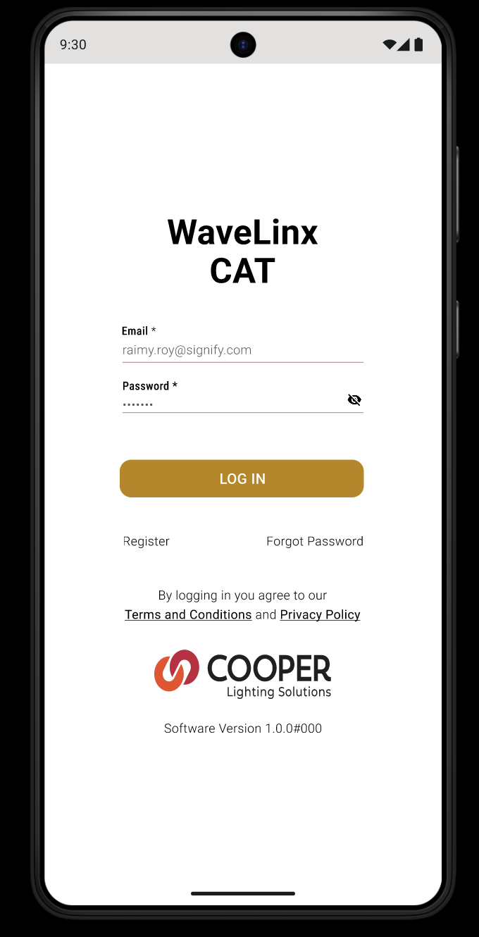 WaveLinx CAT login screen